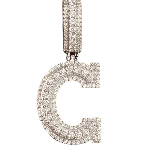 925 Sterling Silver Moissanite Diamond Initial Pendant